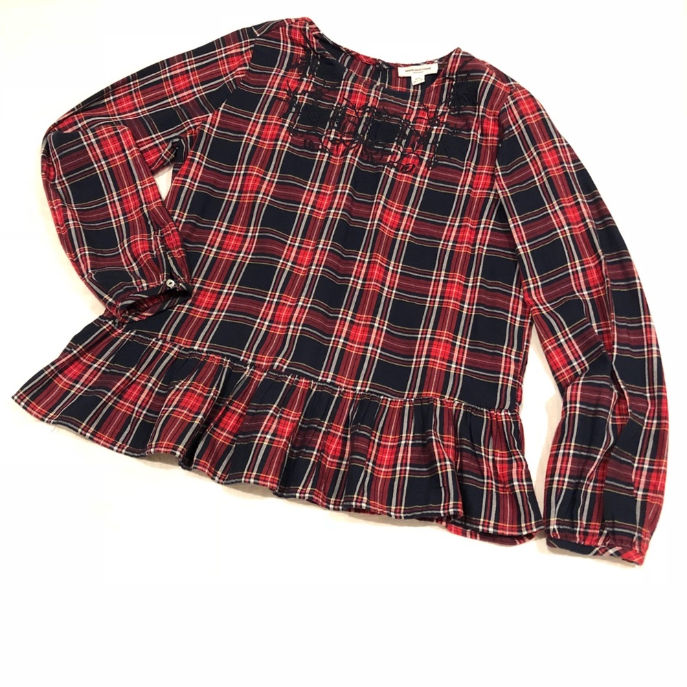 Plaid Peplum Blouse
